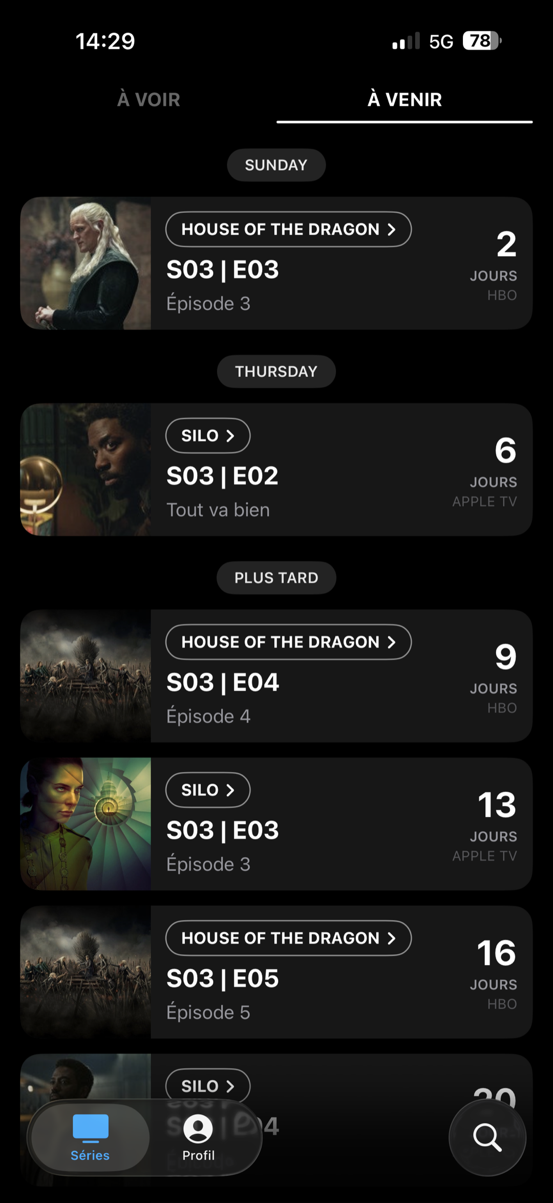 Suite's upcoming screen: the next episodes counted down by release date.